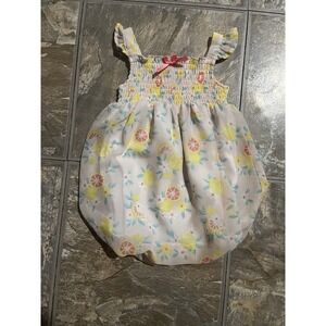 Nannette 6/9M Romper Fruit Print Pink Yellow White Sleeveless Snap Closure